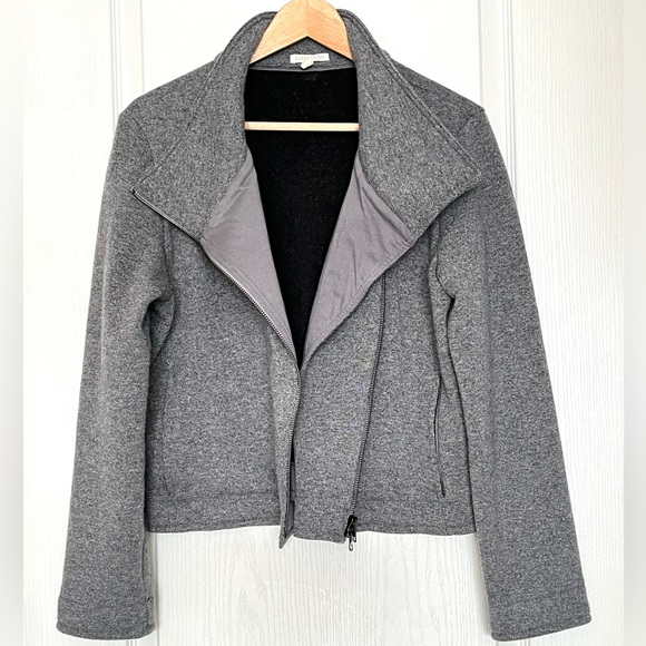 Eileen Fisher Jackets & Blazers - Eileen Fisher Gray Wool Blend Asymmetrical Moto Zip Jacket Sz M Bikercore Cozy